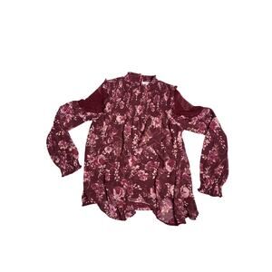 Y2K Floral Puffy Sleeve Tunic Blouse Womens Large Cottagecore Boho Romantic Top